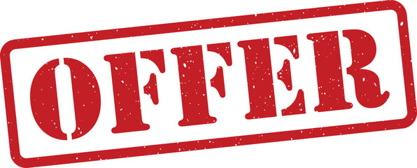 Red offer stamp on white background