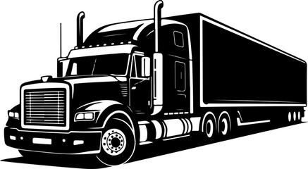 Semi-Truck black silhouette vector illustration