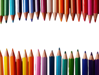 Colorful Pencils Border with Blank Space