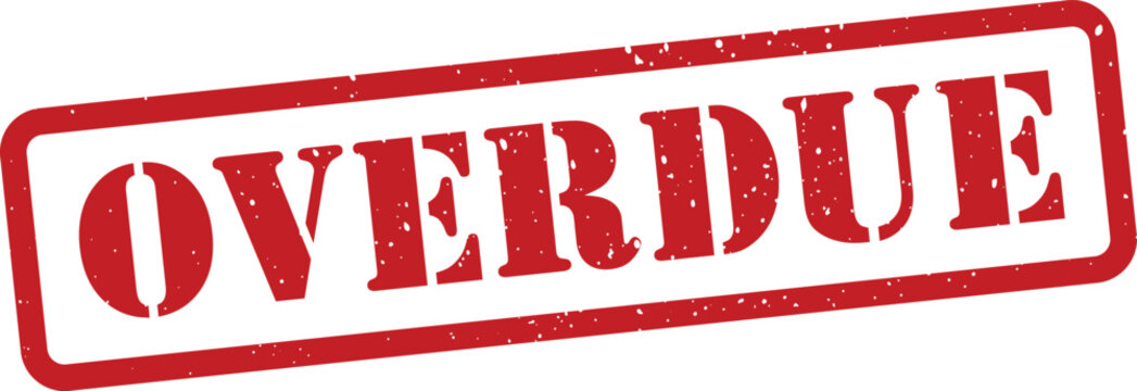 Red overdue stamp on white background