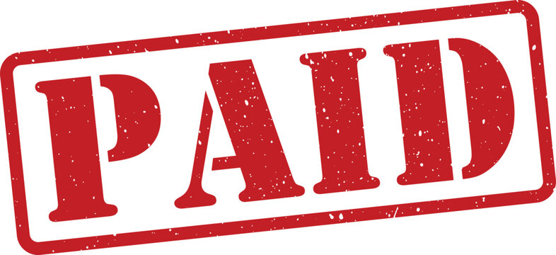 Red paid stamp on white background