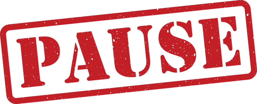 Red pause stamp with white background