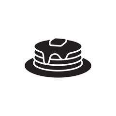 Breakfast pancakes with syrup and butter on a plate flat icon for food apps and websites
