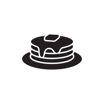 Breakfast pancakes with syrup and butter on a plate flat icon for food apps and websites

