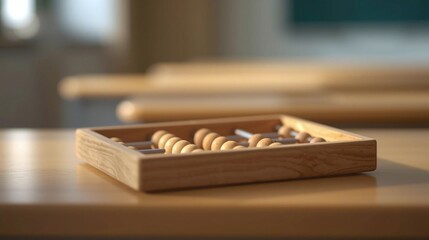 Wooden Abacus on School Desk