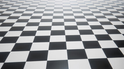 Black and White Checkered Floor, Abstract Geometric Background