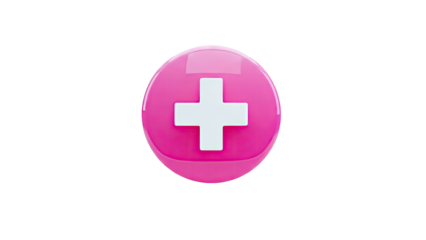 Pink Medical Cross Icon on White Background