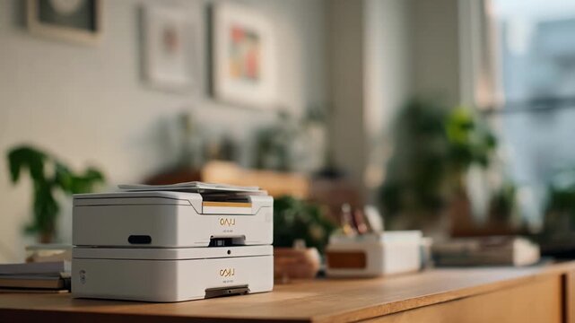 Medium shot of a professional customizing business notepads with sleek logos and a modern font in a minimalist office setting.