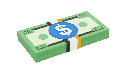 Stack of US Dollar Bills with Dollar Sign