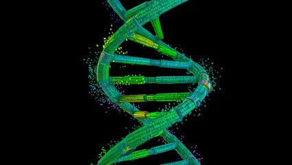 Futuristic Green DNA Helix Biotechnology Concept