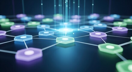 Vibrant network connections glowing in modern digital space