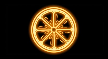 A neon orange slice icon. 