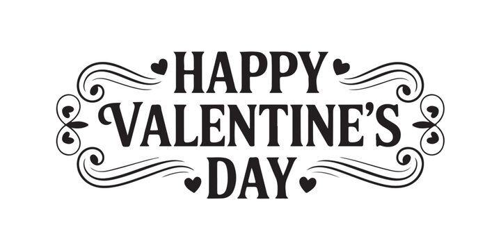 Happy valentines day vector text design. Holiday typography isolated on white background