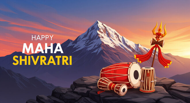 Happy Maha shivratri lord shiva festival vector poster