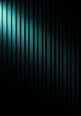 Create an image featuring a grid of thin, luminous blue lines against a stark black background. The grid appears to recede into the distance, creating a sense of depth and perspective. The lines are n