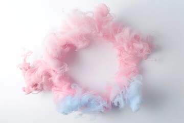Fototapeta premium A circle made of pink and blue soft diffusion edges appears isolated against a plain background. This design shows a blend of colors creating a magical effect