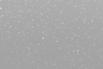 Realistic falling snow overlay background. Winter snowflake particle effect for Christmas, New Year, festive design. 