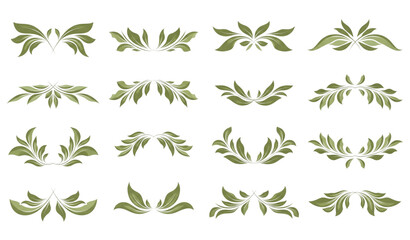 Decorative leaf pattern brush vector with flowing foliage design isolated on white background