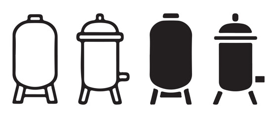 Pressure Tank Icons Set. Industrial Water Storage Vessels Variations.