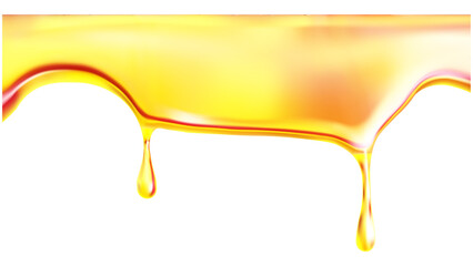 Red paint drip splatter flowing from top, isolated on a white background