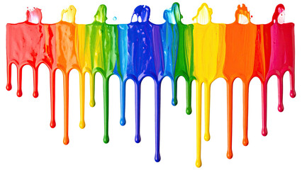 paint drip splatter flowing from top, isolated on a white background