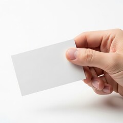 Obraz premium Hand holding transparent card, isolated on white background