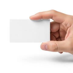 Obraz premium Hand holding business card, isolated on white background