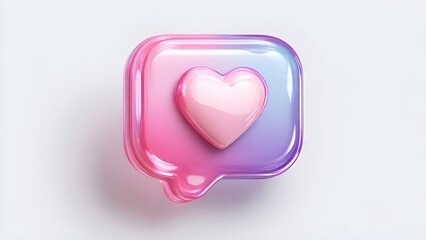 Modern 3D Chat Bubble with Heart Icon for Social Media and Messaging Apps