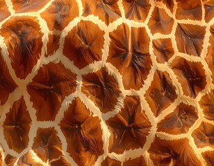 Close-up of giraffe's textured hide with brown and cream patches