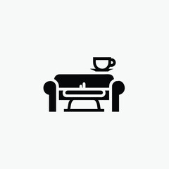 sofa and coffee table logo icon silhoutte template
