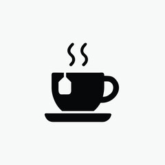  tea or coffee cup icon silhoutte vector template 