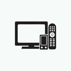 television with remote icon silhoutte vector template 
