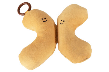 Fried dough stick shaped doll isolated on white background