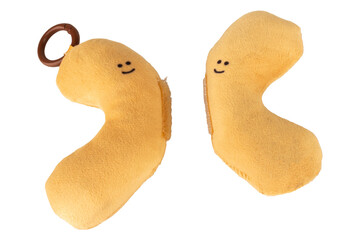 Fried dough stick shaped doll isolated on white background