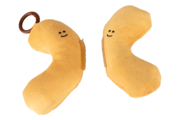 Fried dough stick shaped doll isolated on white background