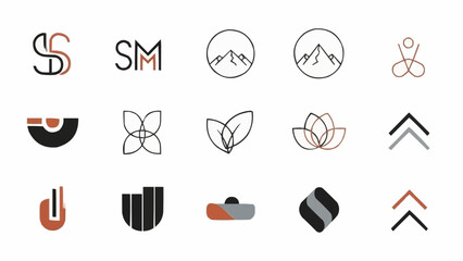 Collection of Minimalist and Geometric Logo Designs for Modern Branding.