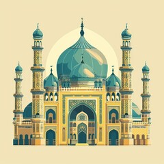 Decorative Islamic Greeting Card Illustration for Welcoming the Holy Fasting Month