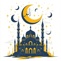 Stylish Ramadan Mubarak Greeting Artwork for Digital and Print Media Use