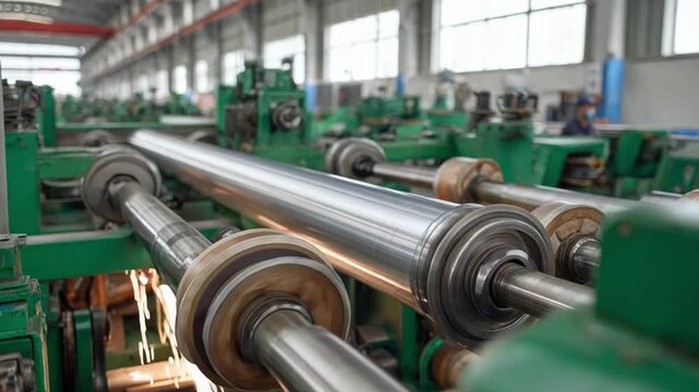 Medium shot highlighting concurrent hybrid rolling technique with synchronized cold and hot rolling machines shaping metal sheets.