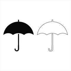Simple black umbrella icon silhouette on white background.