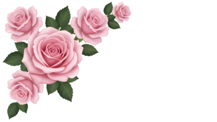 Pink roses isolated on transparent background bouquet of light rose flowers