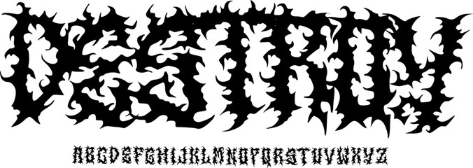 Destroy Extreme Horror Display Font with Organic Flame Shapes &ndash; Dark Creepy Typeface for Death Metal Logos, Horror Posters, Album Covers, Halloween Design, Game Titles, and Heavy Graphic Projects