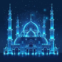 Modern Islamic Architecture Artwork with Soft Tones and Clean Linear Details