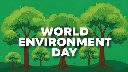 World environment day celebration with lush green trees