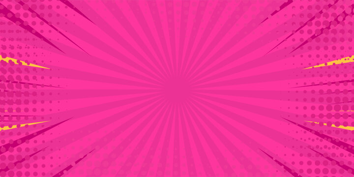 Comics background. Pop art retro style. Bright pink background.