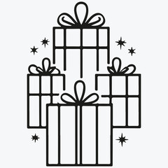 Christmas concept logo with presents sketch illustration vector