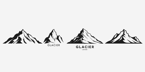 Arctic glacier logo sketch illustration vector set