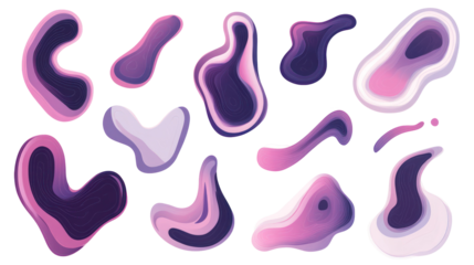 Blob shape organic vector illustration set collection on transparent background