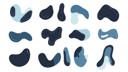 Blob shape organic vector illustration set collection on transparent background