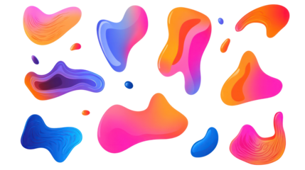Blob shape organic vector illustration set collection on transparent background